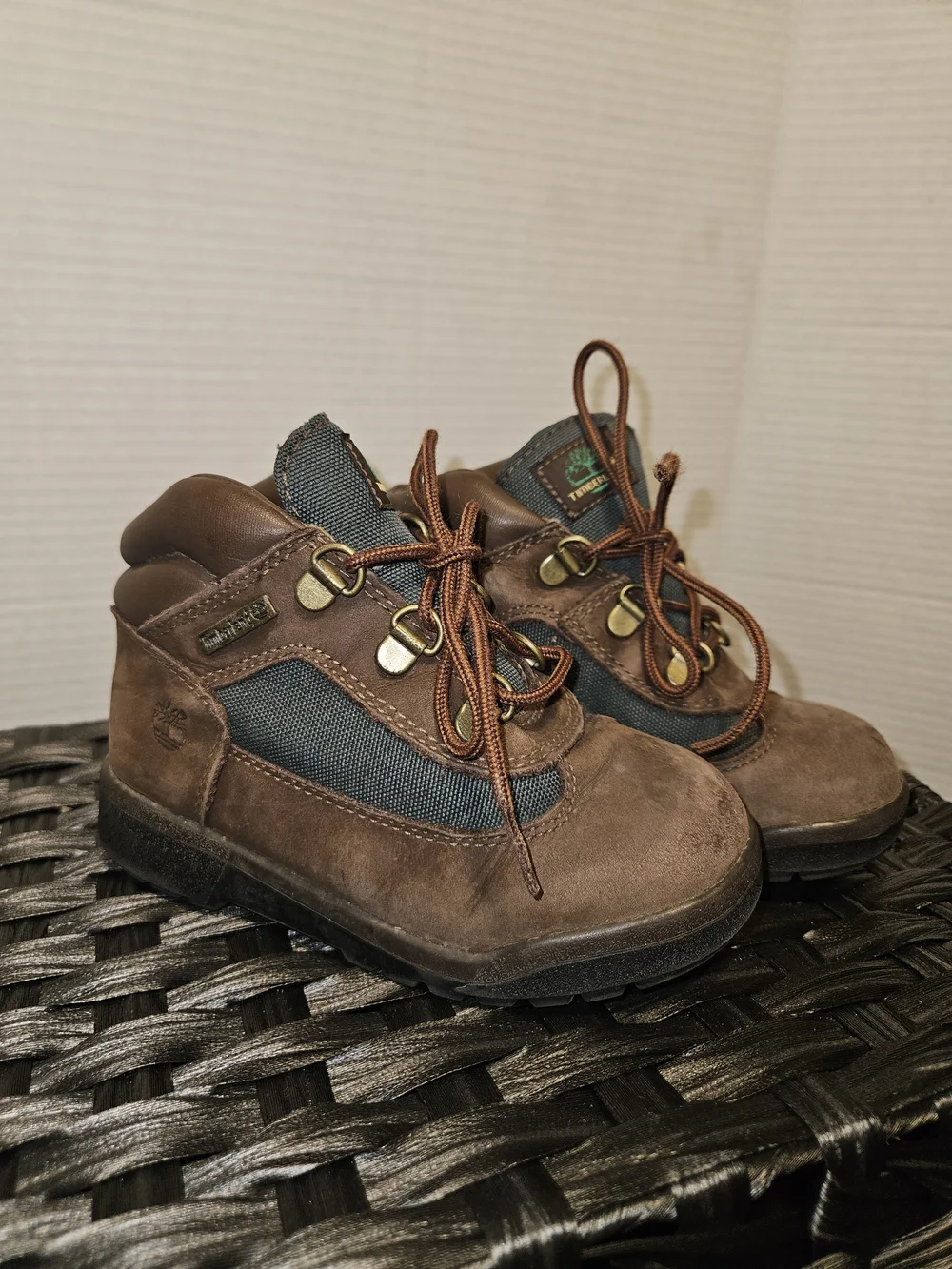 Timberland Kids Brown and Navy Lace-Up Hiking Boots